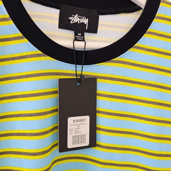Stussy Womens Striped Long Sleeve T-Shirt, Cotton, Crew Neck, Streetwear, Size M - Picture 7 of 7